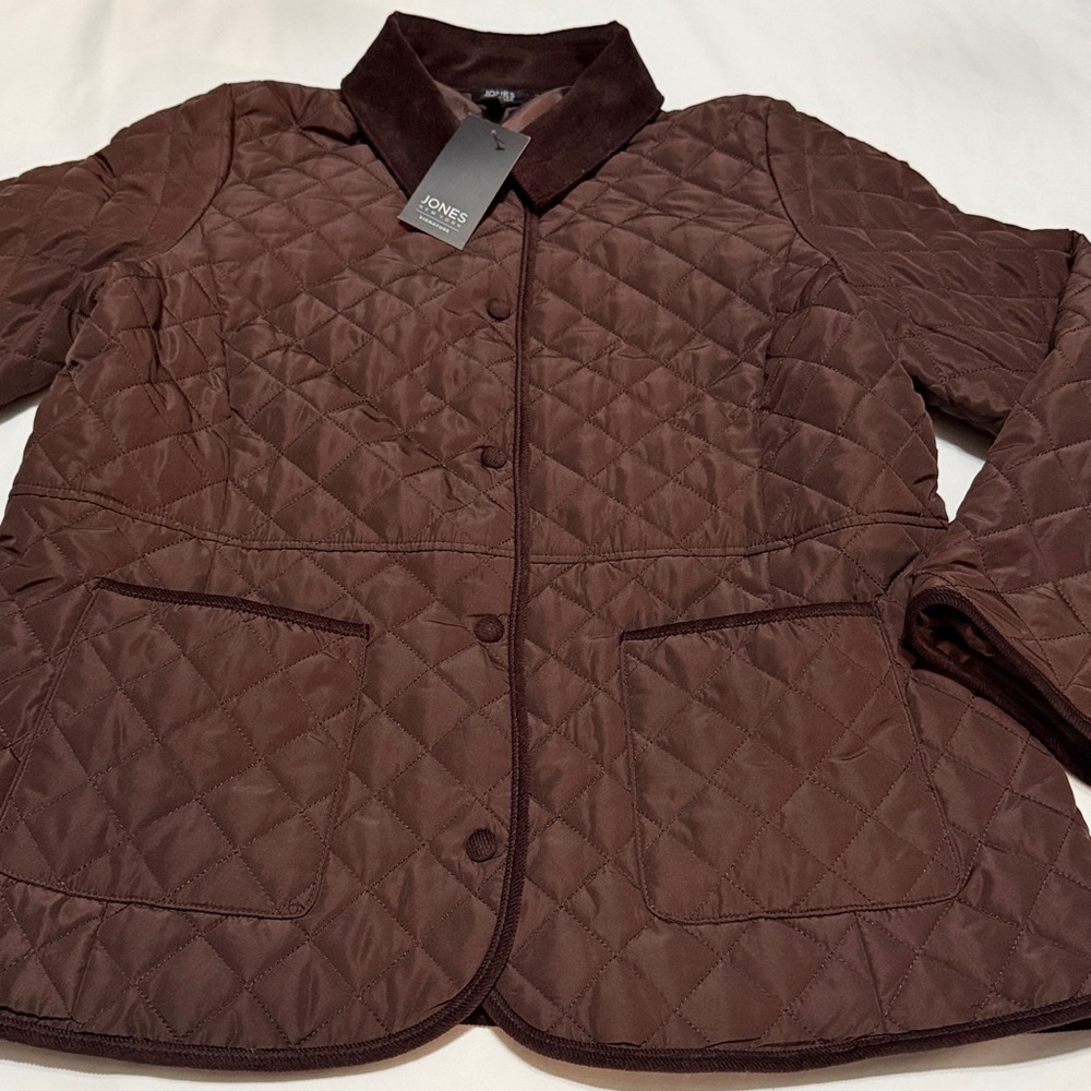 Jones New York Chocolate Quilted Puffer Jacket L NWT soft - Picture 3 of 7